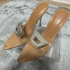 YELLO ビジュー付きクリアサンダル　箱付　Lサイズ