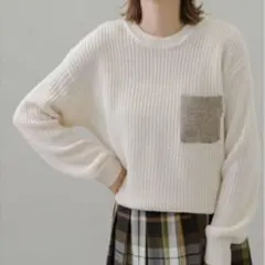 アーバンリサーチサニーレーベルハリスツイードポケットニットプルオーバー