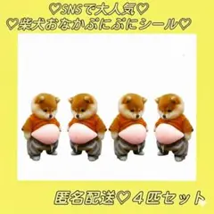 【新品未使用】おなか ぷにぷに シール 柴犬 ステッカー 　４匹セット