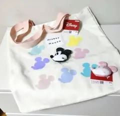 ミッキーマウス フェイスマスコット付きトートバッグ