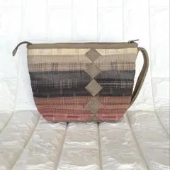 パッチワークポーチ ブラウン系 一点物 ハンドメイド
