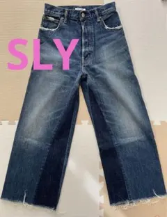 SLY ハイウエストデニム　ワイドデニム　パンツ　インディゴブルー 24サイズ