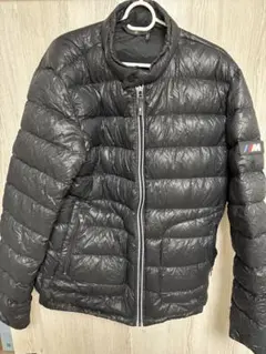 BMW ブラック ダウンジャケット ジッパーポケット付き メンズL