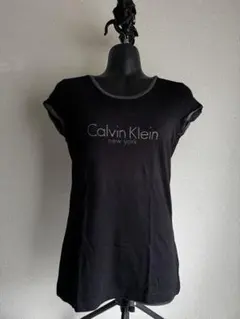 Calvin Klein ラインストーン ロゴ Tシャツ ブラック 黒