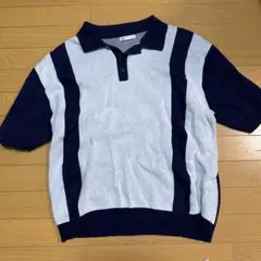 ZARA ニットポロ 半袖 バイカラー