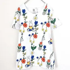 グラニフ　Tシャツ　ミッフィーコラボ　クルーネック　白　花　総柄　SS 小さめ