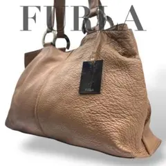 【美品】フルラ　トートバッグ　ハンド　肩掛け　オールレザー　ロゴチャーム　大容量