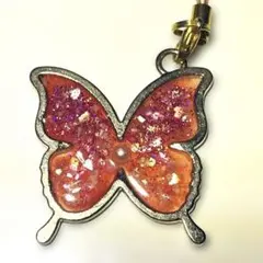 【A】レジンストラップ蝶⑤オレンジバタフライ【セット割有】