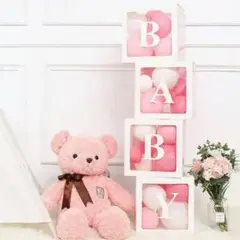 バルーンボックス BABY インテリア お祝い 誕生日 透明装飾 ホワイト
