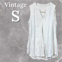 ノースリーブ 【S】 ライトグレー 灰色 チュニック Vネック シンプル