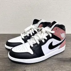 エアジョーダン1 ミッド DQ8426-100 スニーカー 25.5 白黒ピンク