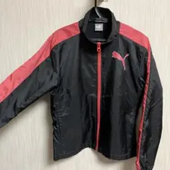 子供用PUMA ジップアップジャージ黒/赤　size140