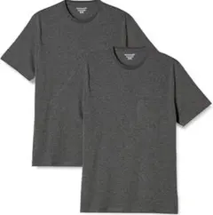 半袖 グレー 無地 プレゼント 2枚 セット Tシャツ ポケット クルーネック