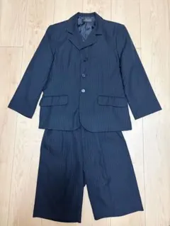ネイビー ストライプ スーツ (ジャケット+ショートパンツ)140cm