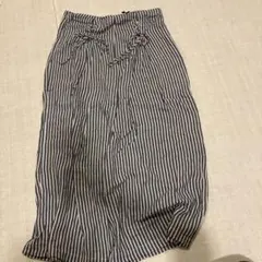 ストライプ柄 ワイドパンツ レースアップ