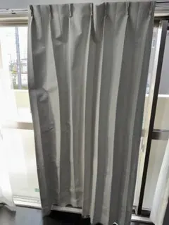 中古　縦200cm×横100cm ホワイトドレープカーテンフック付　1セット②