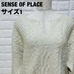 SENSE OF PLACE ケーブル編みニットセーター ホワイト系【235】