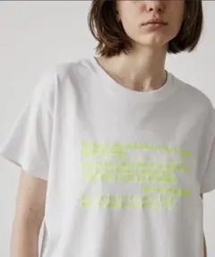 デザインTシャツ ロゴプリント 蛍光イエロー 手書き風英文ロゴ 大人カジュアルのサムネイル