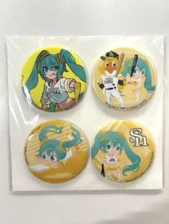 初音ミク×パ・リーグ6球団/ソフトバンクホークス 缶マグネット 4個セット
