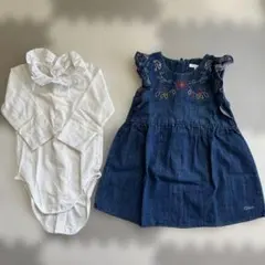 Chloé 刺繍デニムワンピースとボディスーツセット＊女の子＊80〜95センチ