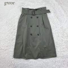grove ダブルボタン フレアスカート カーキのサムネイル