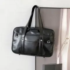 〇スクールバッグ ブラック 通学カバン スクバ 黒 合皮 学生カバン 通学バッグ