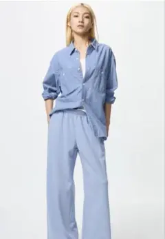 ユニクロ　スウェットワイドパンツ　ブルーM 新品未使用