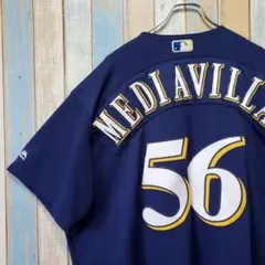 550☆マジェスティック☆MLB☆ベースボールシャツ☆ユニフォーム☆ナンバリングのサムネイル
