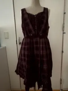 ワインレッドチェック柄ワンピース　アクシーズファム