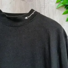 チャンピオン ハイネック長袖Tシャツ 綿 ブラック XL