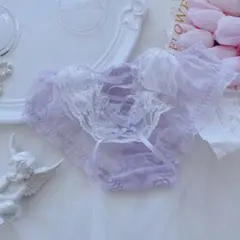 ロリかわランジェリー セクシーショーツ レース リボン チュール 【ラベンダー】