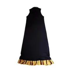 ロングワンピース ブラックワンピース ノースリーブ ジャージワンピース M