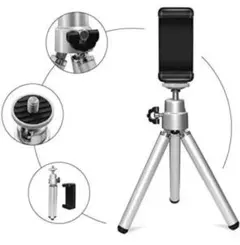 新品 スマートフォン 携帯 ホルダー 一脚 三脚 卓上 スタンド 自撮り棒 雲台のサムネイル
