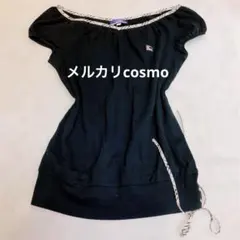 Burberry 半袖トップス 38 ブラック ノバチェック ロゴ刺繍　リボン