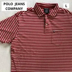 POLO JEANS ポロジーンズ USA製90sボーダー天竺ポロ 赤×白 Lのサムネイル