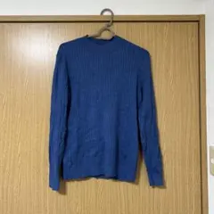 GU ブルー リブ編み 薄手 セーター