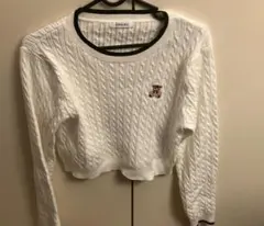 Ingni ニット セーター 長袖 くまの刺繍　Mサイズ　ホワイト　イング