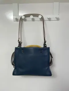 COACHネイビー レザー ショルダーバッグ