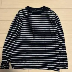 UNIQLO ネイビー/ホワイト ストライプ 長袖カットソー M