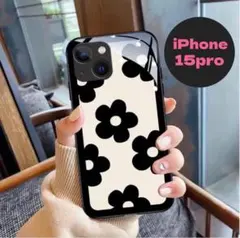 モノクロ 花柄 iPhoneケース スマホケース iPhone15pro