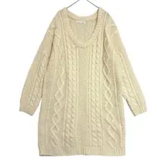 マーキュリーデュオ　ケーブル編み ニットチュニック　ワンピース　アイボリー　F