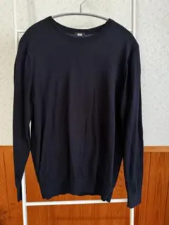 【UNIQLO】ウォッシャブルコットンクルーネックセーター メンズM ネイビー