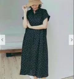 新品タグ付◇ BLACK DOORS リネンリヨセルドットワンピース かぐれ