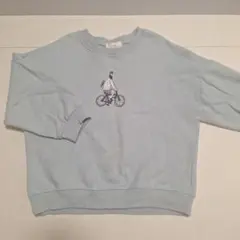 Hyvaa　韓国　くすみブルーゆったりトレーナー 自転車刺繍 スウェット