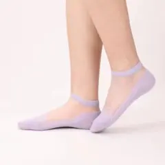 ソックス☆靴下　レディース　2足セット　夏に大人気　紫色 レース付きソックス