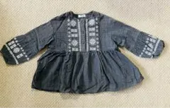 新品未使用　BREEZE ブリーズ 刺繍ブラウス チュニック グレー 110cm