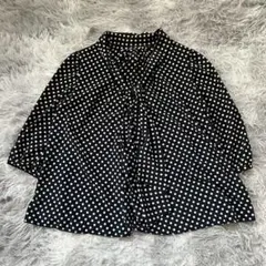 美品✨【INED】水玉模様 五分袖ブラウス ボウタイ (M) 総柄 日本製