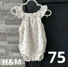 新品★H&M いちご柄キャミロンパース　ガーゼ生地　ベビー夏服のサムネイル