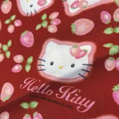 平成レトロ 1999年 ハローキティ いちご柄 【赤】綿生地100cm×50cm