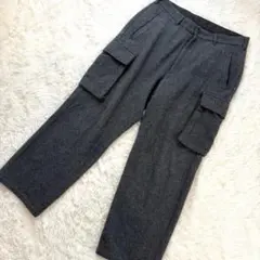 【ウール85%・肉厚】BEAMS ウール カーゴパンツ チャコールグレー Mのサムネイル